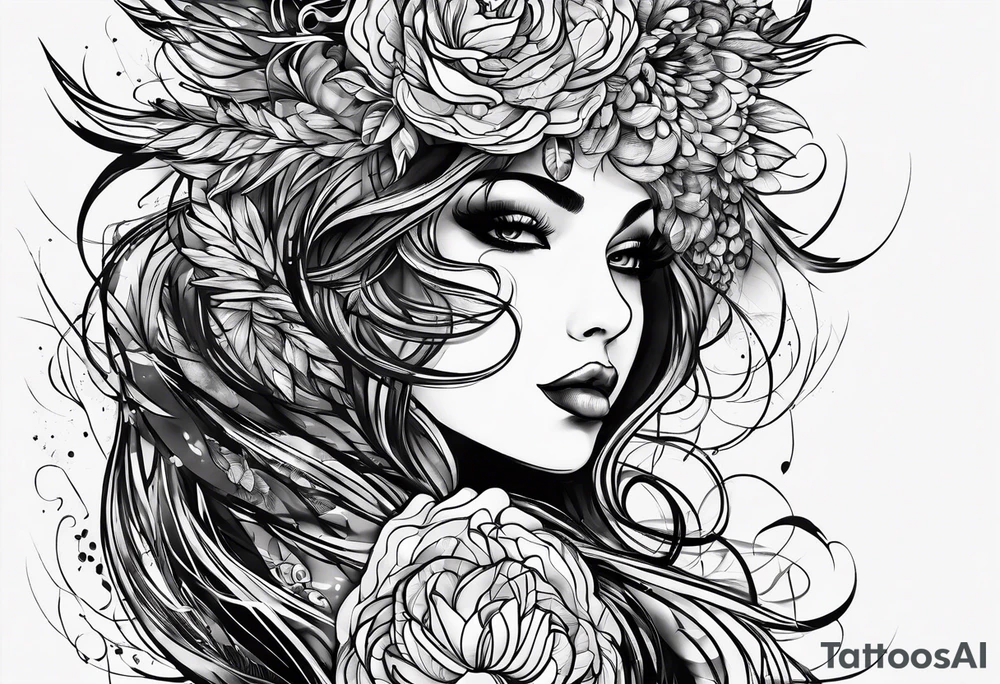 I want it with a lot of abstract lines like in grunge aesthetic, for the showlder tattoo idea