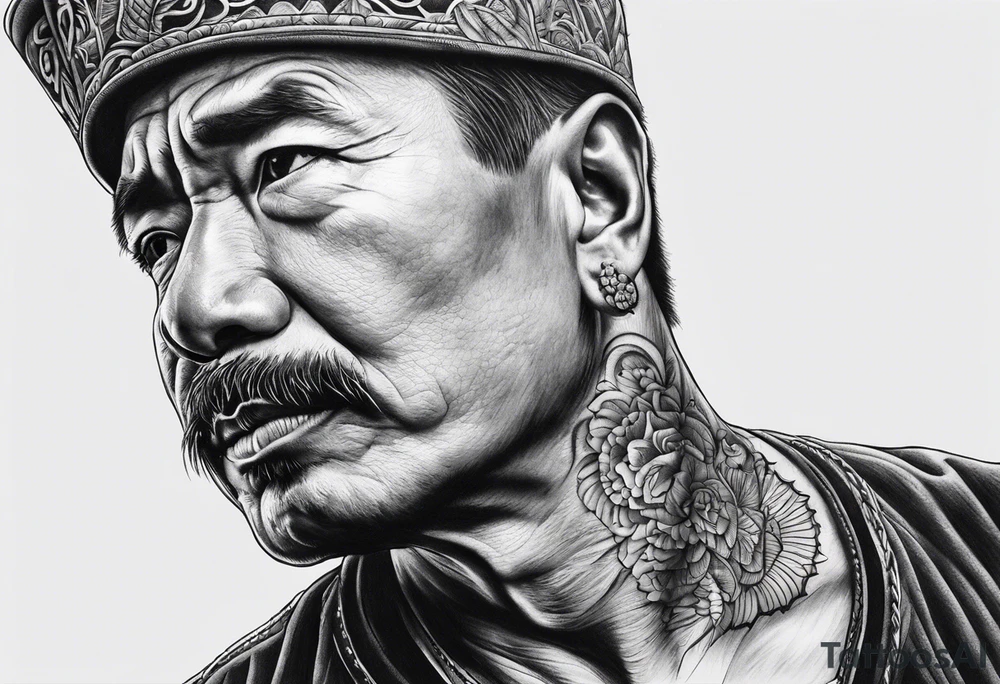 morte com facão e cabeça na mao tattoo idea