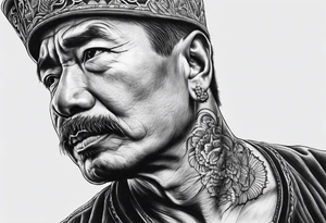 morte com facão e cabeça na mao tattoo idea