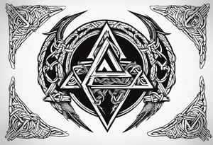 Valhalla sword shield dragon axe Valknut barbed wire chains tattoo idea