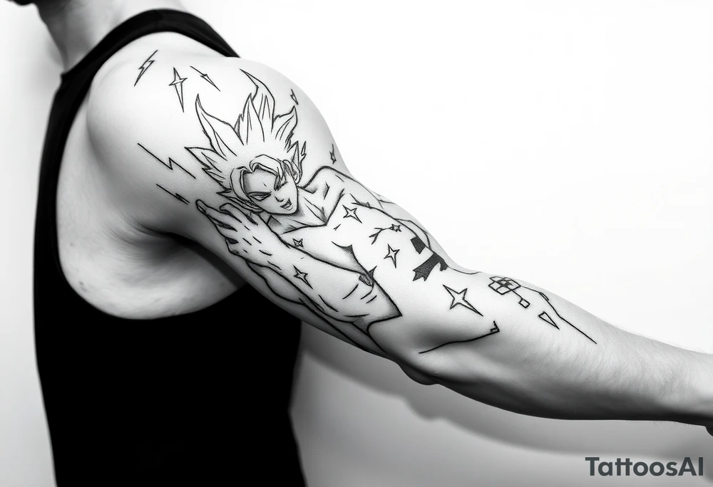 legendary dragonball z scene with energy aura and power effects tattoo idea