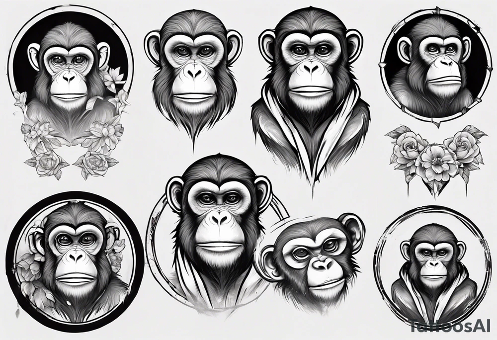 Create a monkey icon on a small disconnected circle tattoo idea