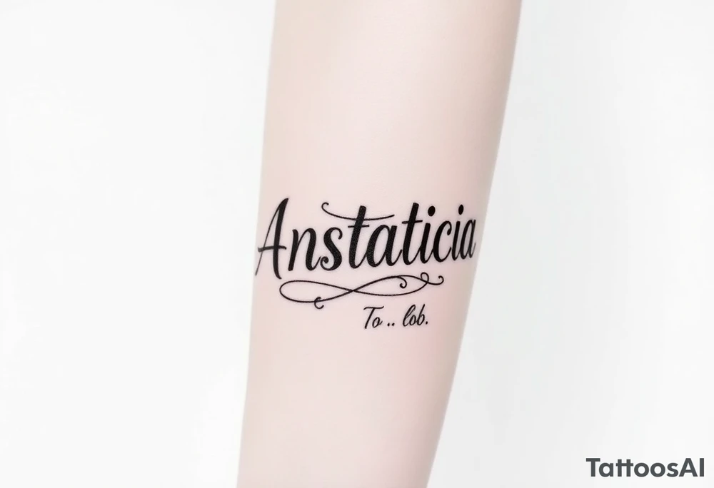 Anastacia in old English font tattoo idea