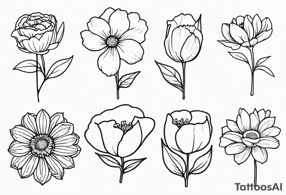 sister tattoo with october and september birth flowers with the word sorella tattoo idea