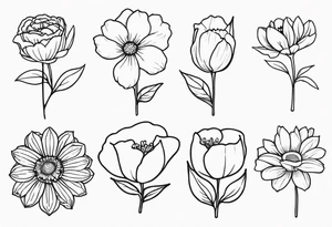 sister tattoo with october and september birth flowers with the word sorella tattoo idea