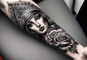 Sleeve on the forearm with a diamond in the middle for men tattoo idea