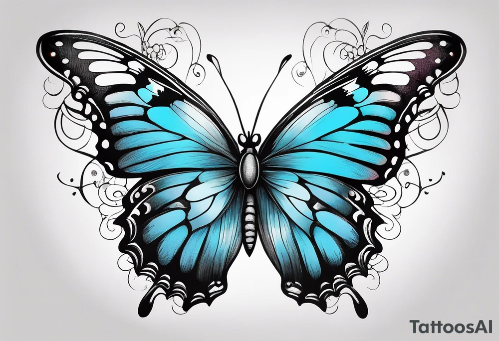 A vibrant butterfly with colorful wings, resting on a flower, showcasing transformation and beauty.” tattoo idea