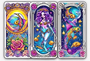 Lisa frank pisces tarot card tattoo idea