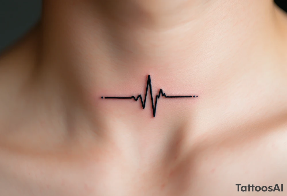 A delicate black and gray EKG line with small blue dots marking each pulse, symbolizing clarity and calm. tattoo idea