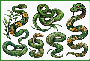 Snake covered in grass tattoo idea