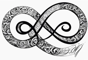Infinity symbol with writing tattoo idea