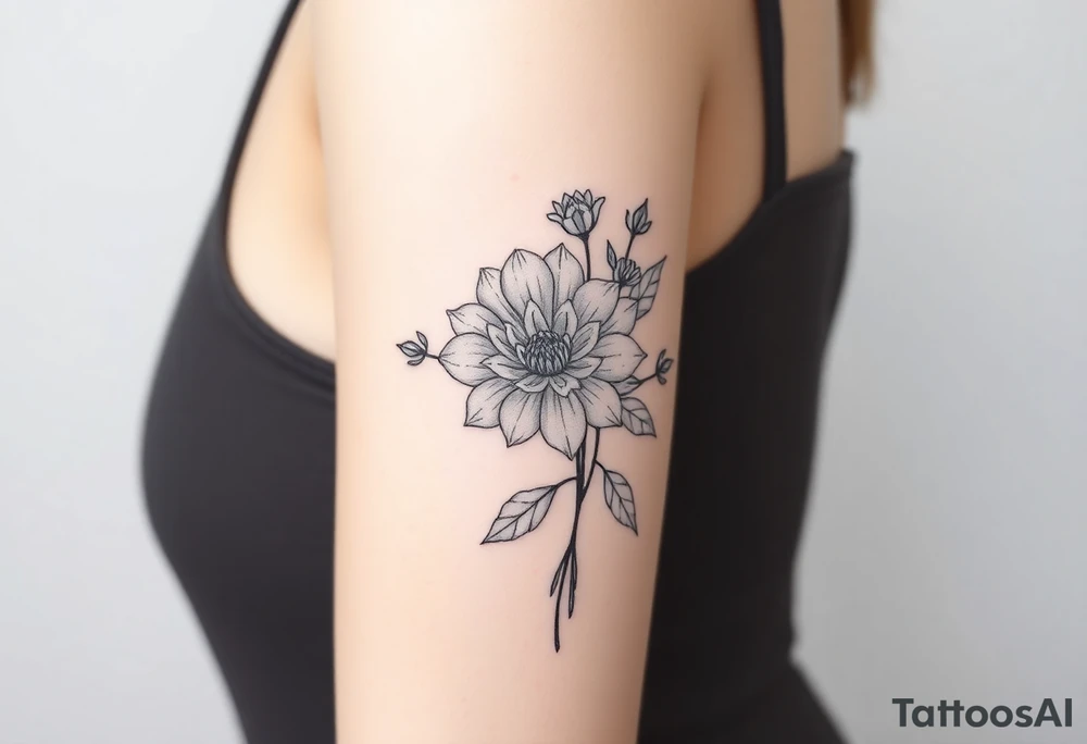 Rose and Chrysanthemum bouquet tattoo tattoo idea