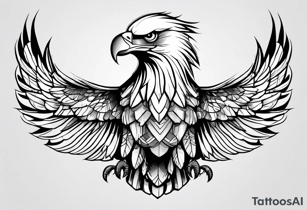 eagle full body fly vector tattoo idea