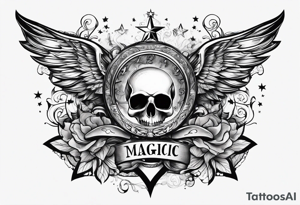 The word magic and a magic wand tattoo idea