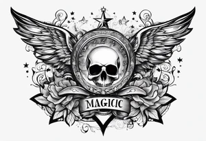 The word magic and a magic wand tattoo idea