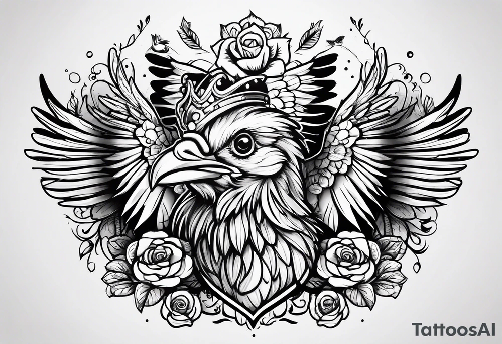 Chicken, bear, bug together as family tattoo idea