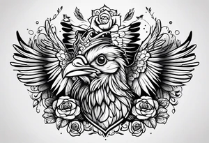 Chicken, bear, bug together as family tattoo idea
