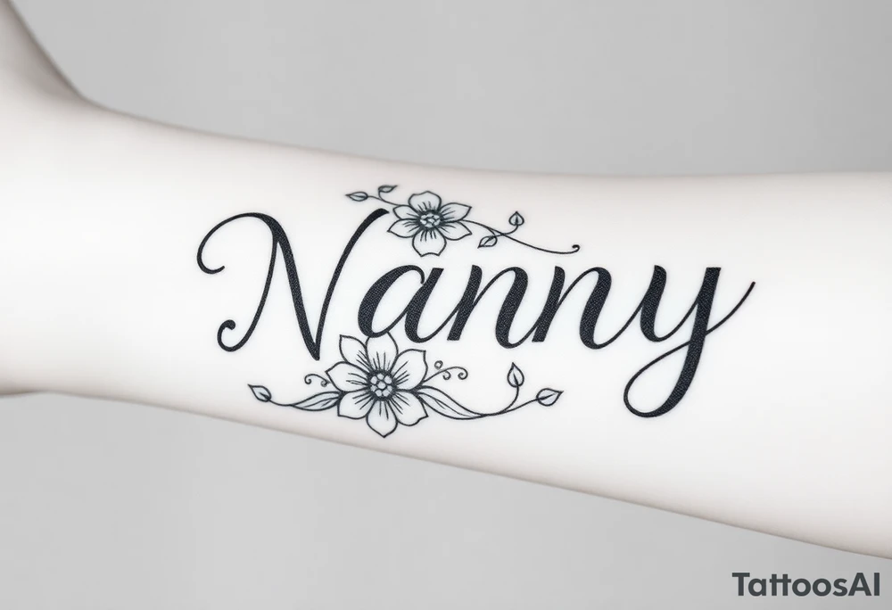 Word Nanny with flower
 tattoos tattoo idea