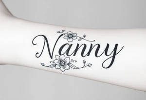 Word Nanny with flower
 tattoos tattoo idea