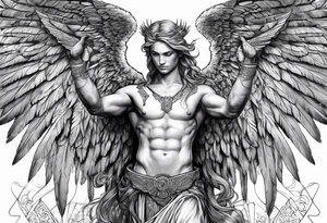 Micheal the arc angel extending hands tattoo idea