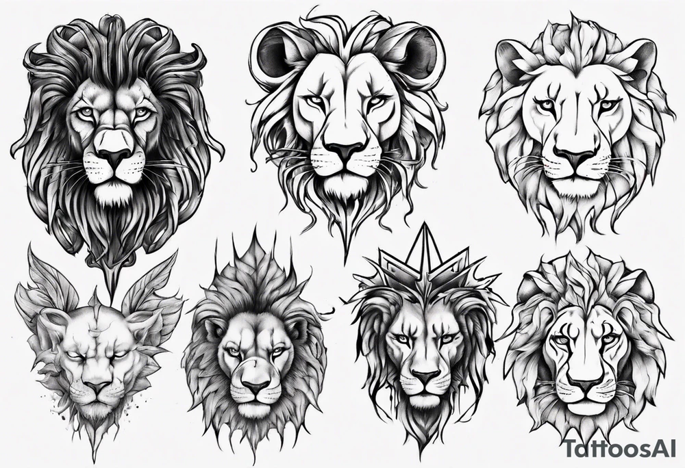 half lion face half human tattoo idea