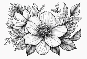 small may birth flower, december birth flower and july birth flower tattoo idea