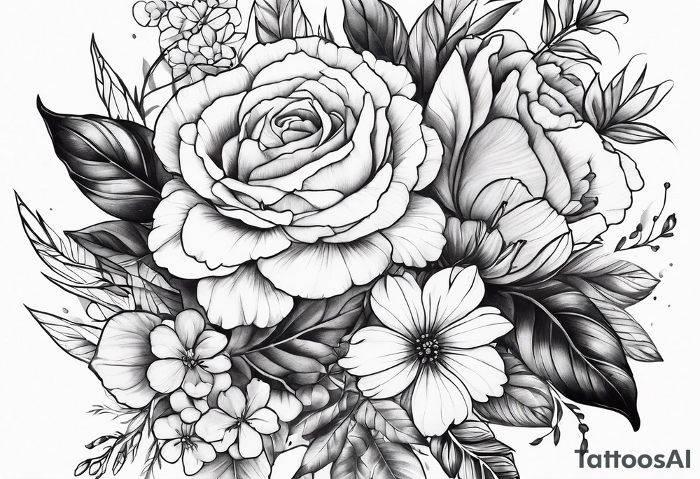 Floral with flowers biceps tattoo idea
