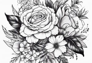 Floral with flowers biceps tattoo idea