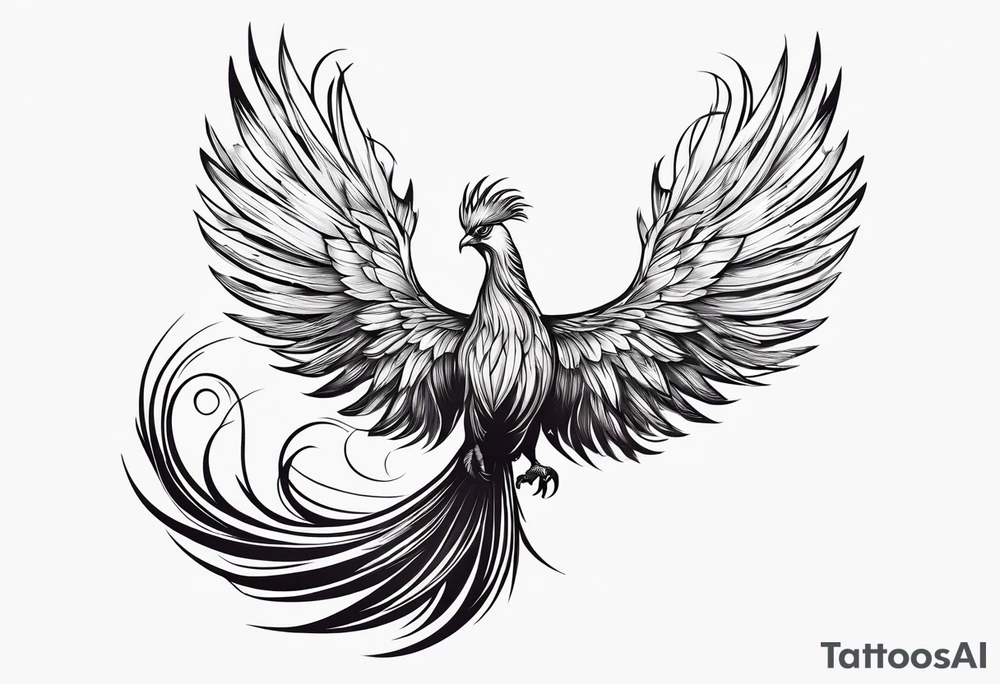phoenix with extra long tail feathers tattoo idea