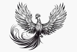 phoenix with extra long tail feathers tattoo idea