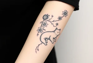 flowers on the vine. Include a snail, turtle, fox, and bear tattoo idea