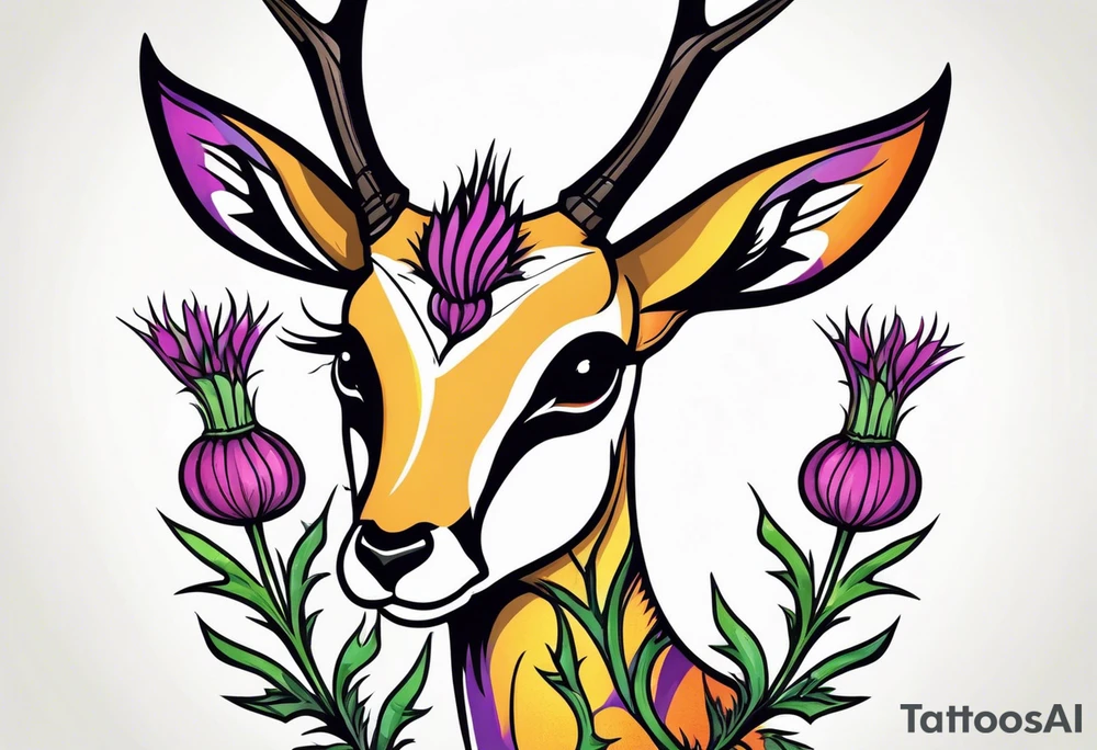 Springbok and scottish thistle tattoo idea