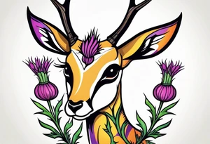 Springbok and scottish thistle tattoo idea