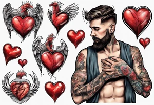 Man holding his heart tattoo idea