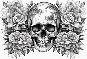 tattoo that fills entire length from shoulder to fingers that symbolizes pain including screaming skulls, dead flowers and more tattoo idea