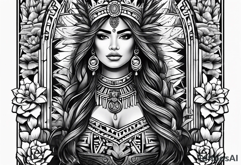 Aztec princess, cactus tattoo idea