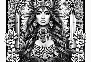 Aztec princess, cactus tattoo idea