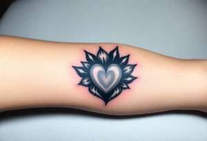 A black-and-gray shaded wolf paw forming, with sharp fur heart details and intense shading for a bold tattoo idea