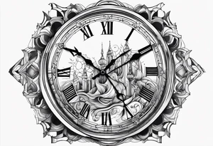 The Dali artist melting clock in a geometric style tattoo idea