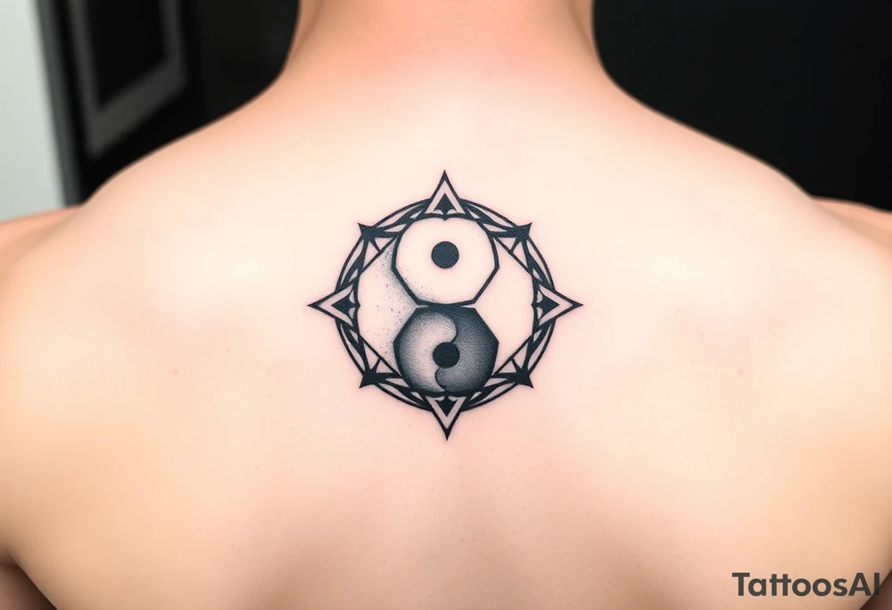 GEOMETRIC YIN YANG WITH NEGATIVE SPACE tattoo idea