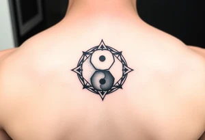 GEOMETRIC YIN YANG WITH NEGATIVE SPACE tattoo idea