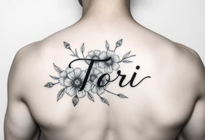 Name Tori with flowers tattoo idea