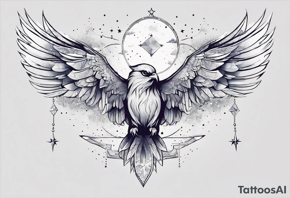 Constellation, wing , animal, snow , cross tattoo idea