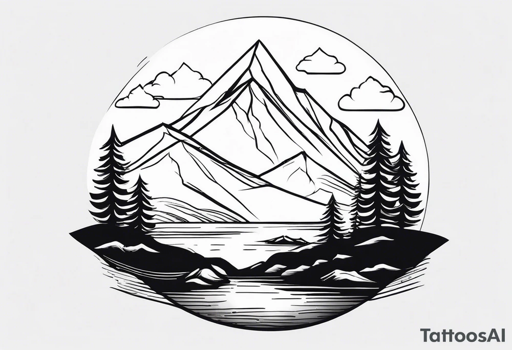 Mountains with a river tattoo idea