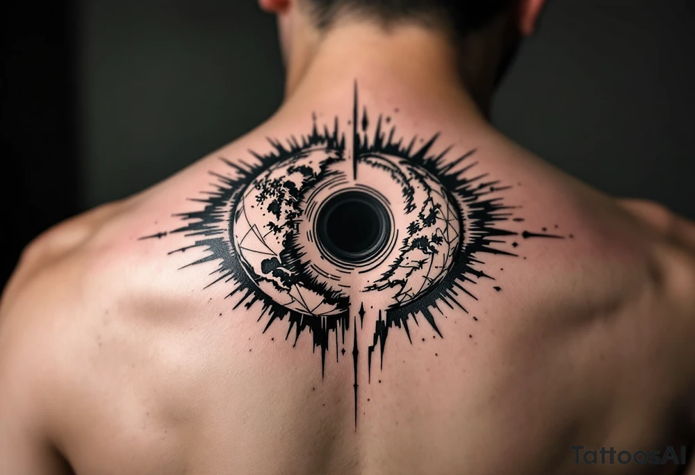 2 different worlds on both sides of a black hole tattoo idea