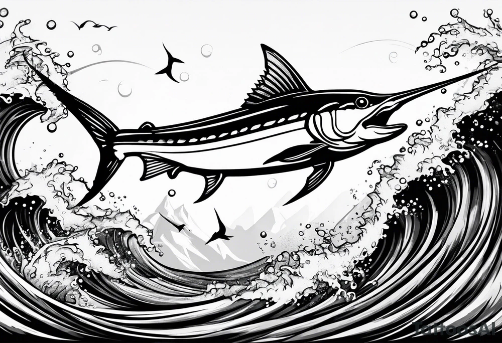 Marlin jumping tattoo idea