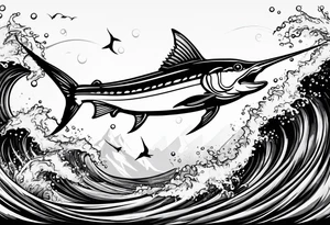 Marlin jumping tattoo idea