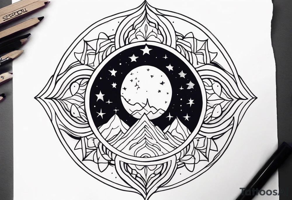 small minimalistic spiritual motive night tattoo idea