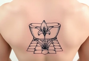 bathroom with lily coming up out of tile floor tattoo idea