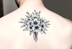Bouquet of multiple flowers tattoo idea